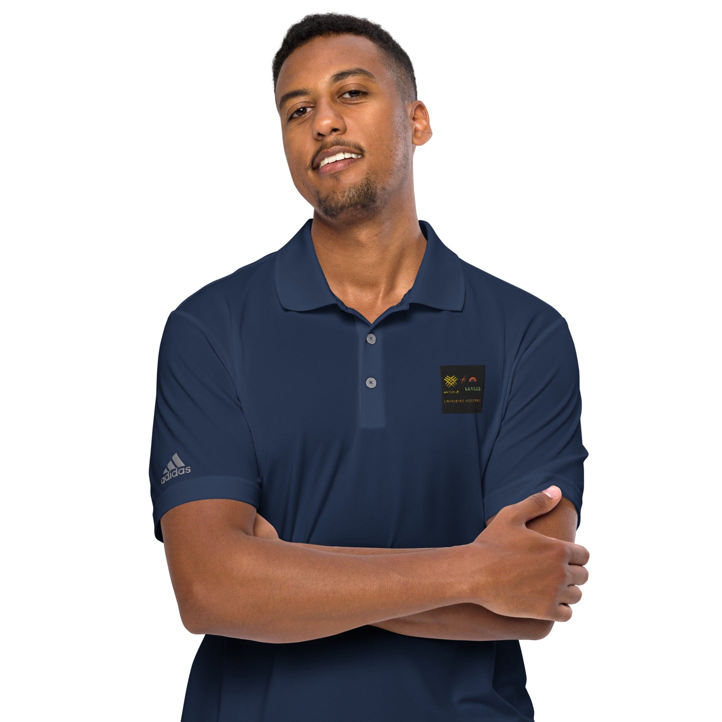 adidas performance polo shirt (Challenge Accepted Logo)