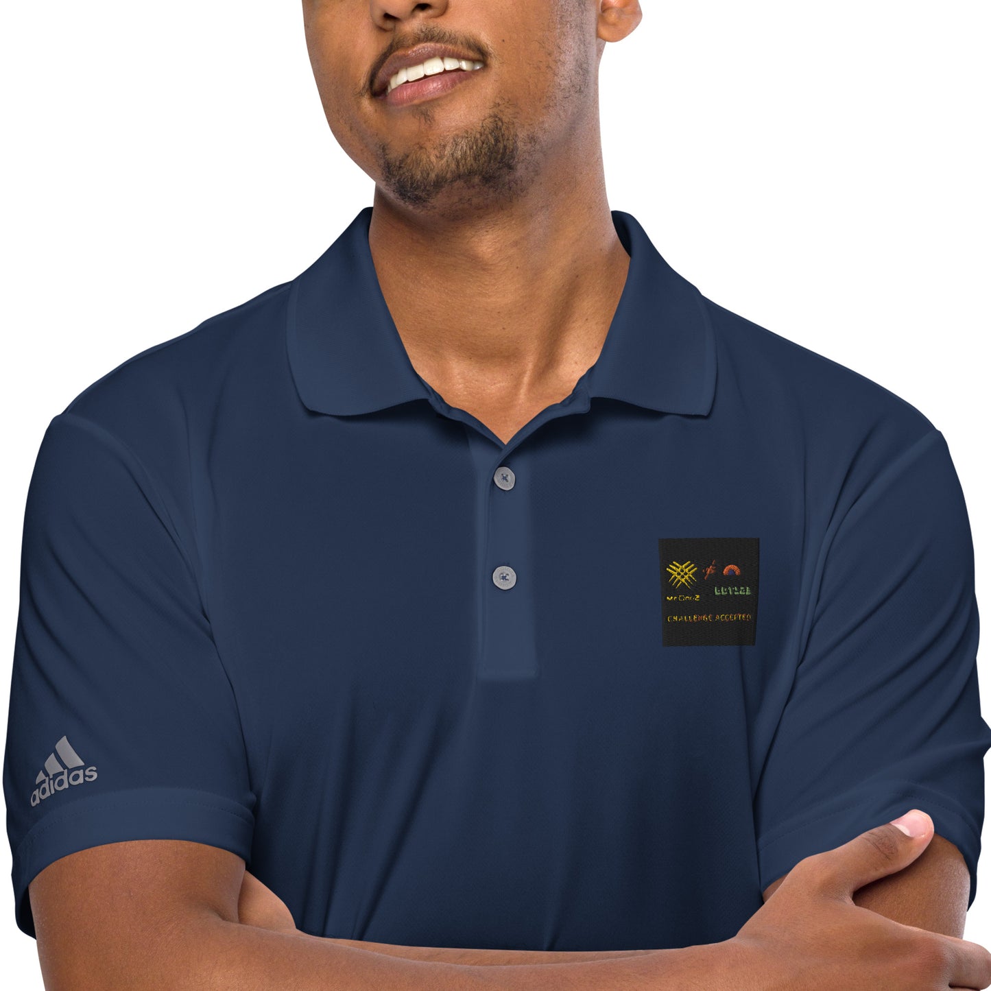 adidas performance polo shirt (Challenge Accepted Logo)