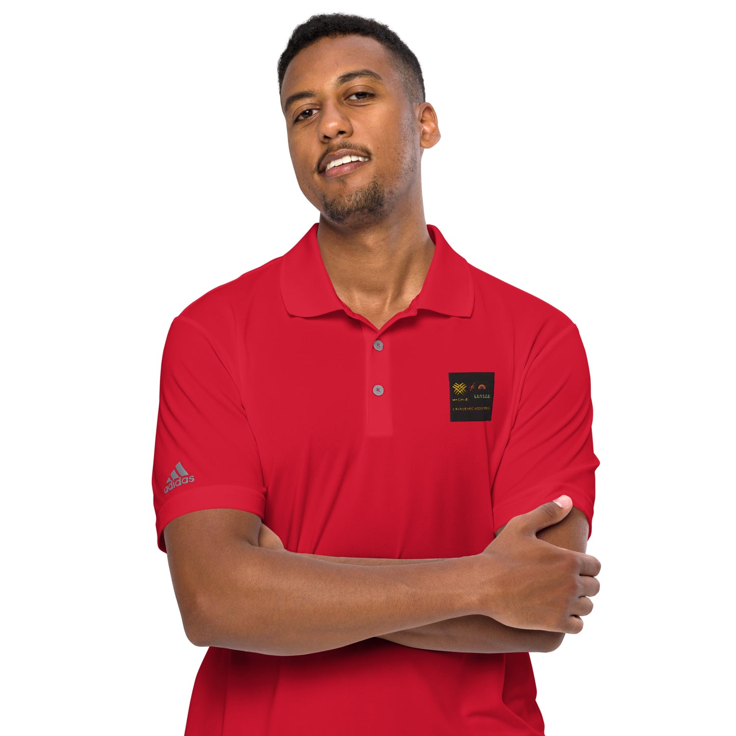 adidas performance polo shirt (Challenge Accepted Logo)