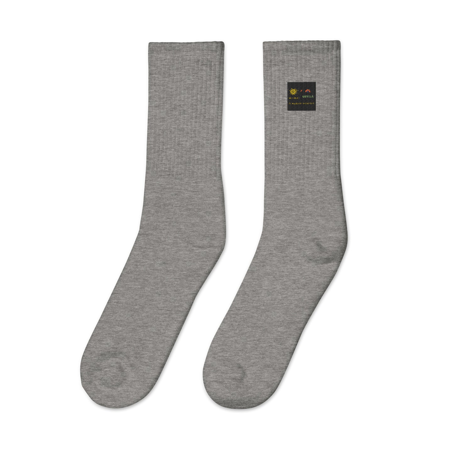 Embroidered socks (challenge accepted logo)