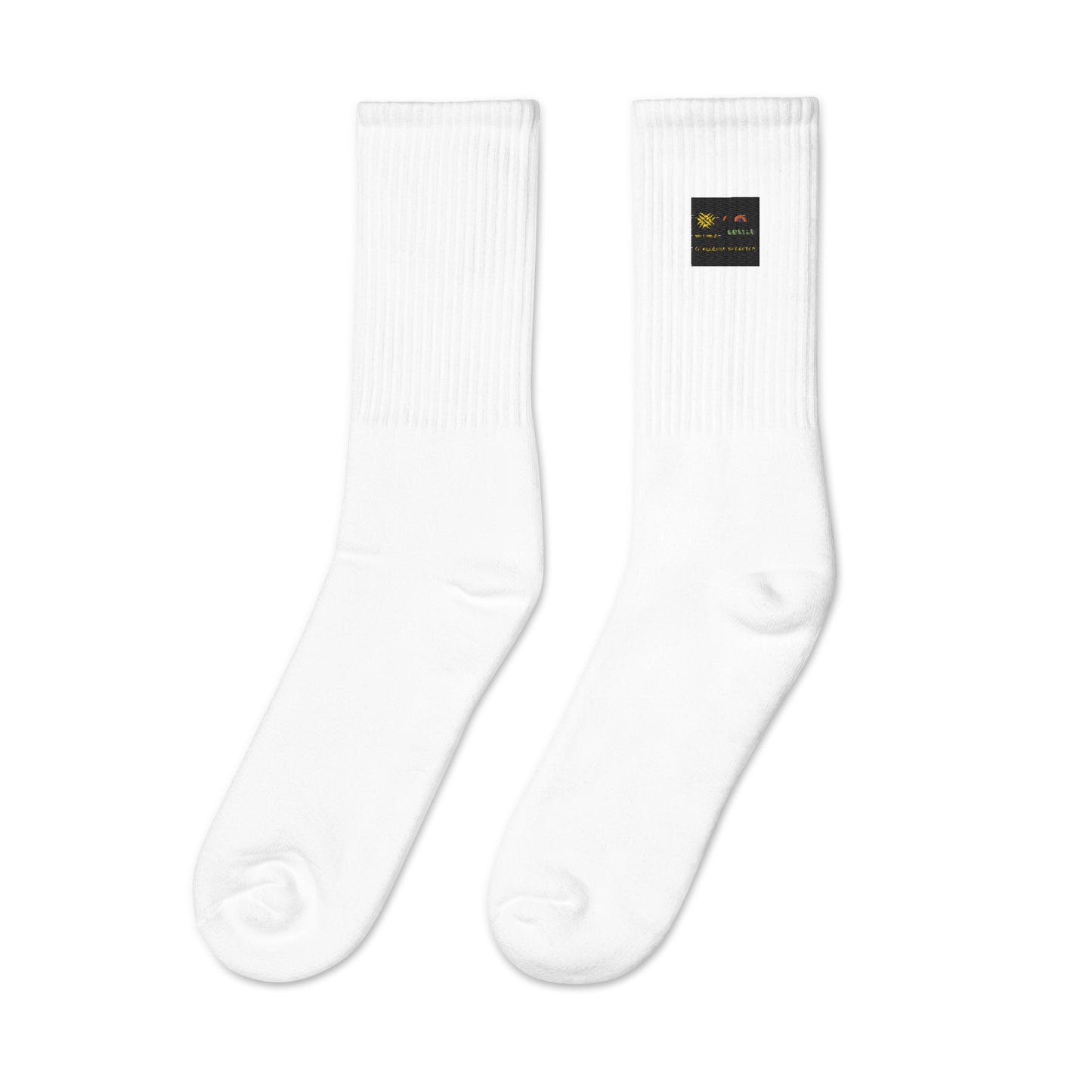 Embroidered socks (challenge accepted logo)